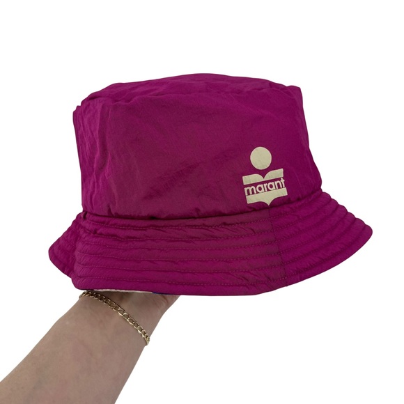 Isabel Marant Reversible Multicolor Haley Bucket Hat Patchwork White Pink EUC - Picture 7 of 10